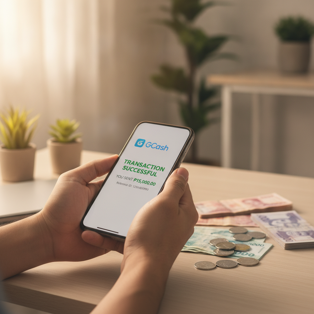 Filipino player completing casino withdrawal on smartphone using GCash